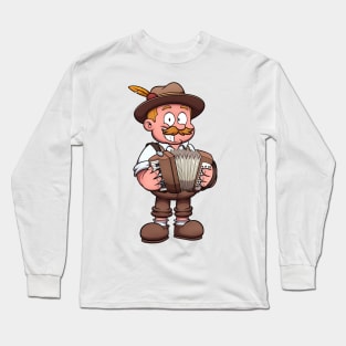 Bavarian Man Playing The Accordion Long Sleeve T-Shirt